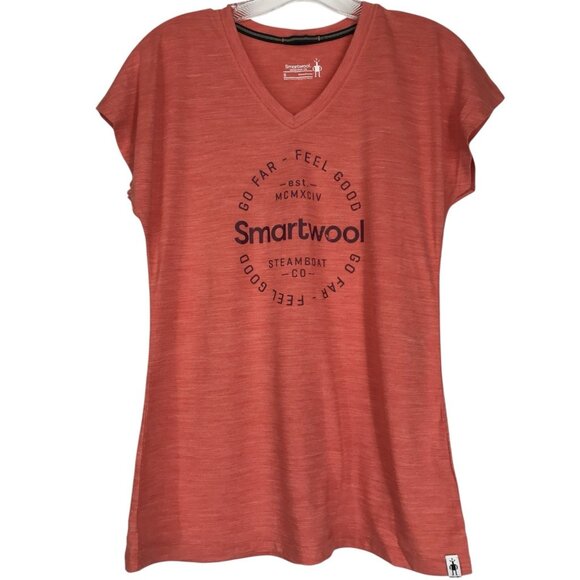 Smartwool Shirt Womens Size Small Orange Steamboat Springs Short Sleeve - Picture 1 of 11